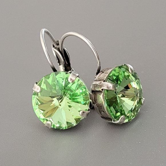 Austrian Crystal Earrings in Antique Silver - Picture 6 of 8